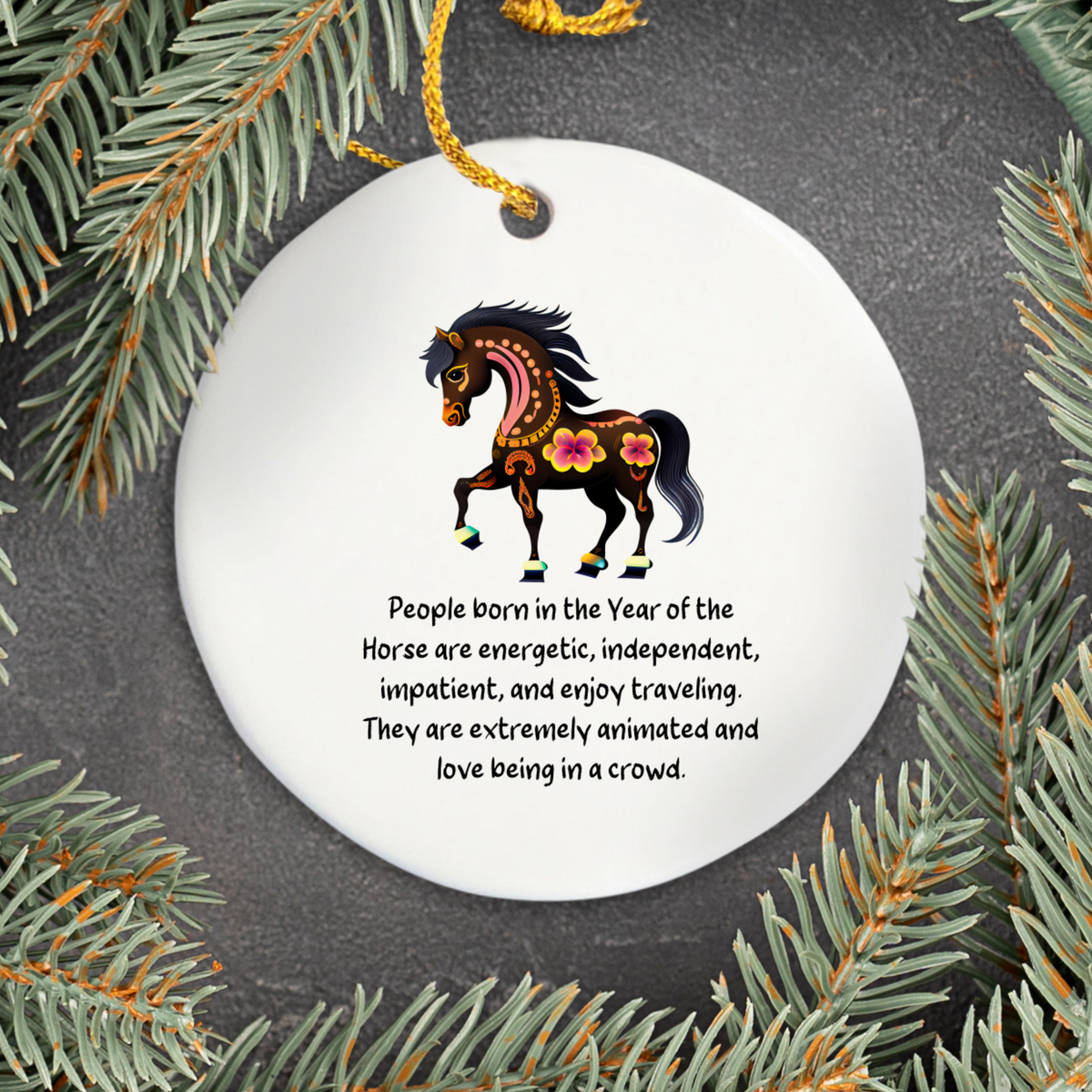 Chinese Zodiac Horse Ornament, Year of the Horse Horoscope Gift for Lunar New Year