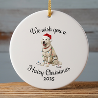Load image into Gallery viewer, English Cream Golden Retriever Ornament 2025, We Wish You a Hairy Christmas Ornament, Funny Dog Lover Gift, Holiday Pet Keepsake
