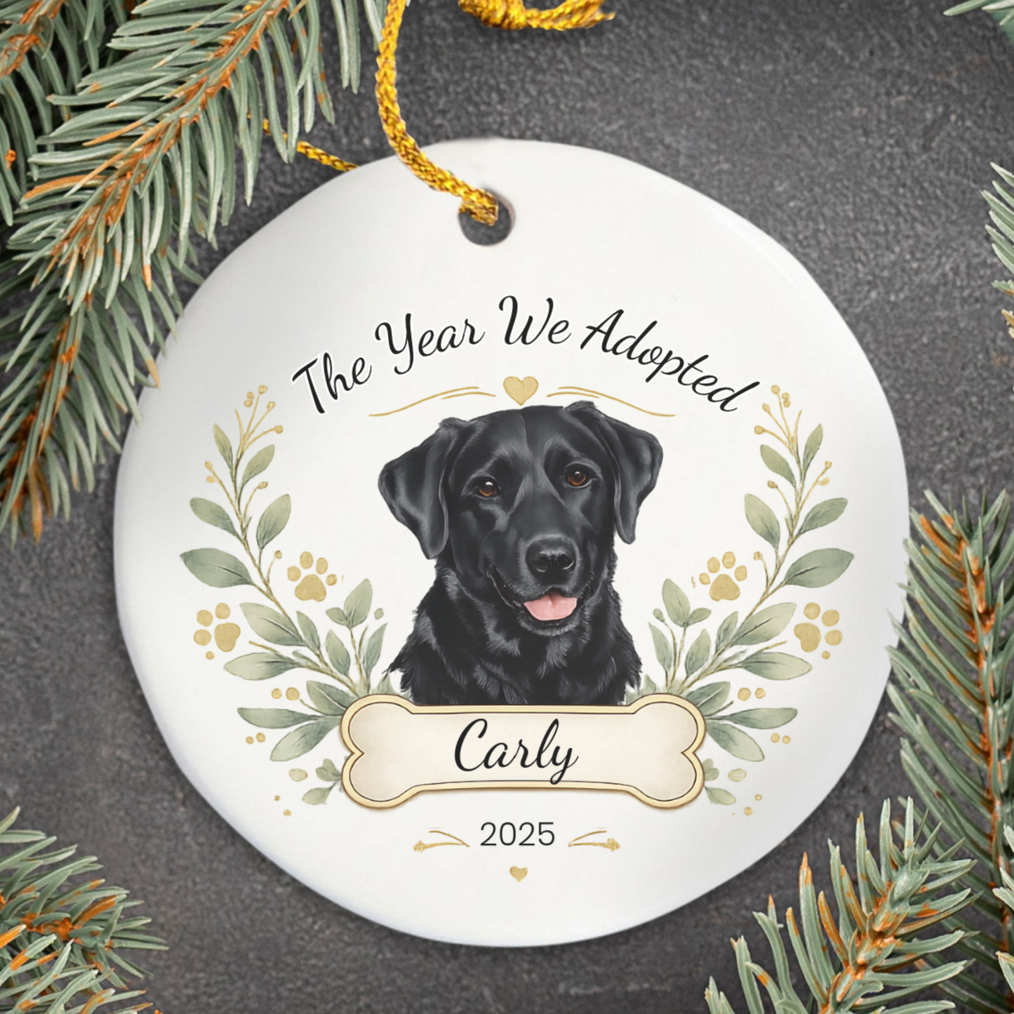 Personalized Adoption Dog Ornament, Custom Pet Christmas Keepsake Gift