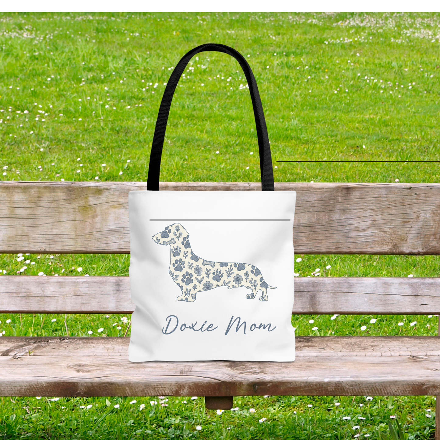 Personalized Floral Dog Tote Bag