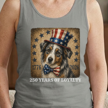 Australian Shepherd Patriotic Tank Top, 250 Years of Loyalty