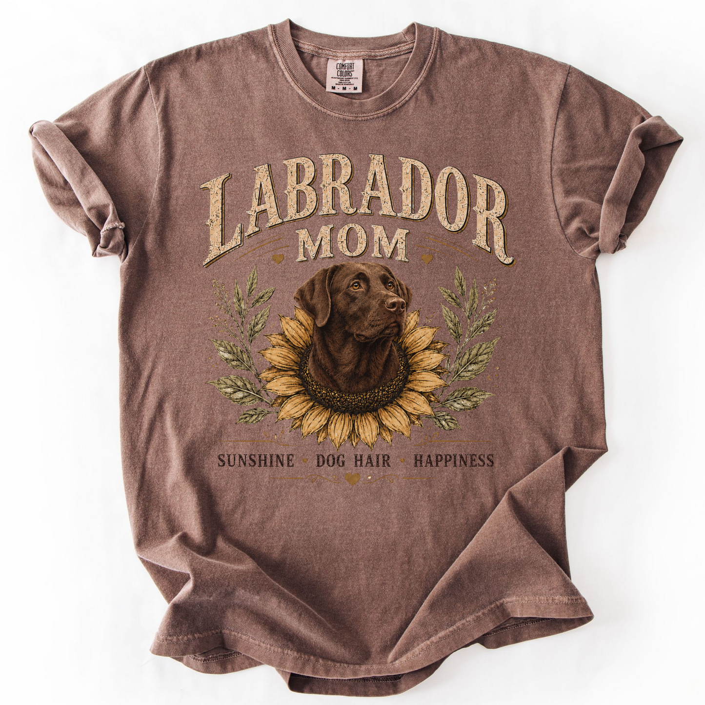 Chocolate Lab Mom Shirt, Labrador Retriever Sunflower Tee, Vintage Dog Lover Gift
