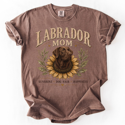 Chocolate Lab Mom Shirt, Labrador Retriever Sunflower Tee, Vintage Dog Lover Gift