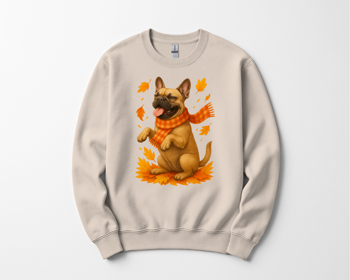 French Bulldog Autumn Shirt, Cozy Pet Sweatshirt, Fall Dog Lover Gift, Fawn Bulldog Leaves Apparel, Cute Dog Clothing, Autumn Vibes Shirt