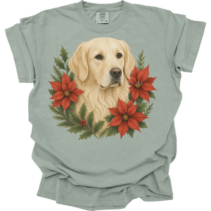 English Cream Golden Retriever Christmas Shirt, Poinsettia Dog Mom Holiday Tee