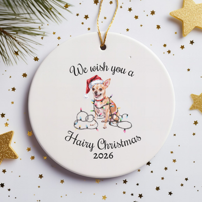 Christmas Tan Chihuahua Ornament, Christmas Lights Dog Keepsake