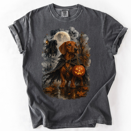 Red Dachshund Headless Horseman Inspired Halloween Comfort Colors Shirt