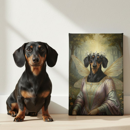 Personalized Dog Fairy Portrait, Custom Fantasy Pet Canvas Art