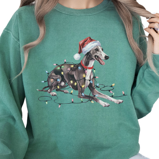 Greyhound Christmas Lights Sweatshirt