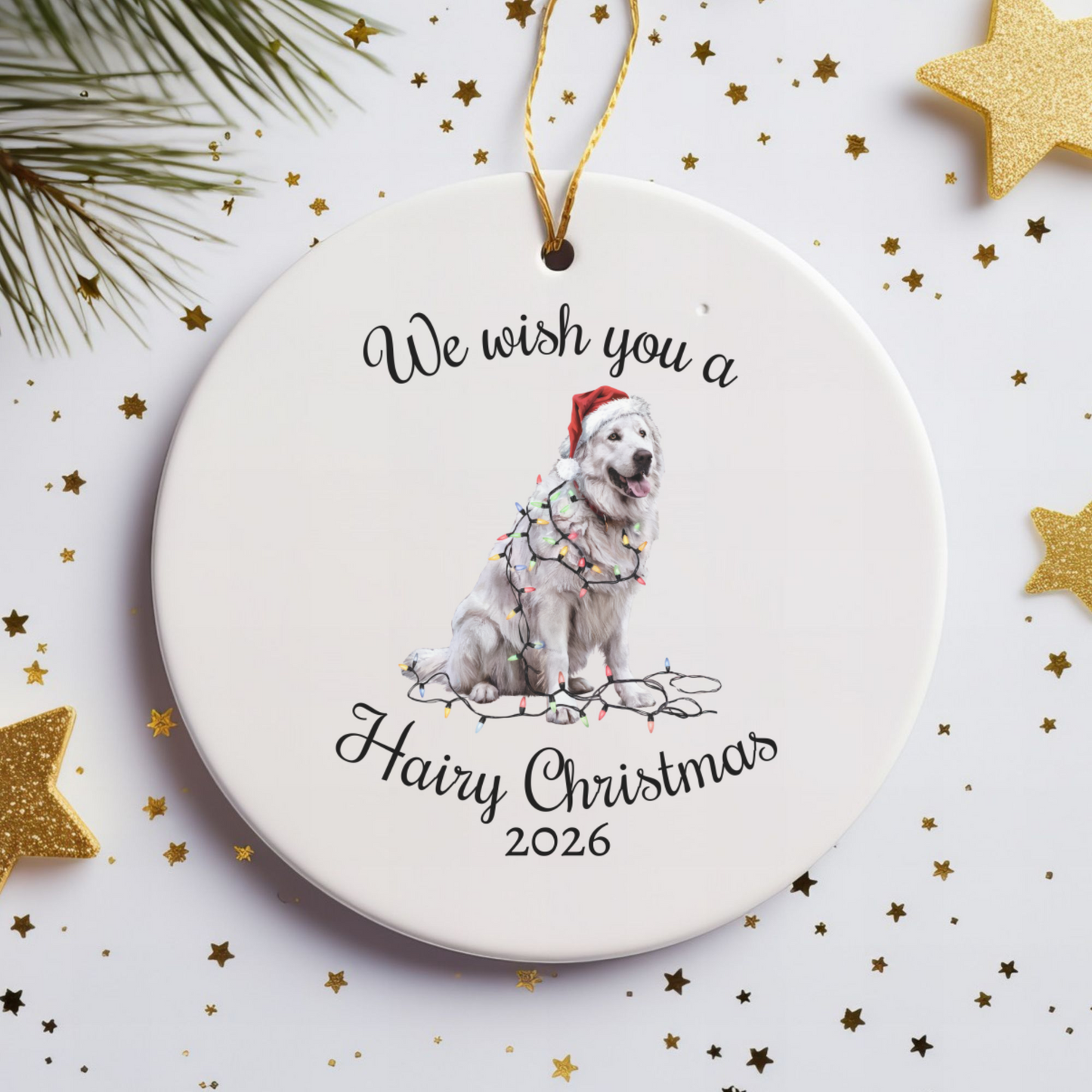 Christmas Great Pyrenees Ornament, Christmas Lights Dog Keepsake