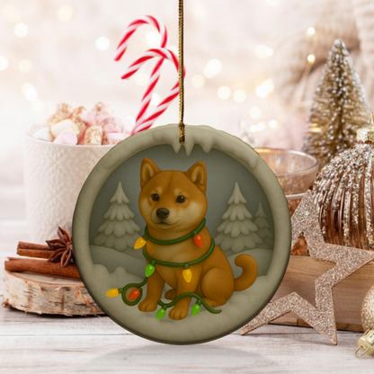 Personalized Red Shiba Inu Christmas 3D Clay-Style Dog Keepsake