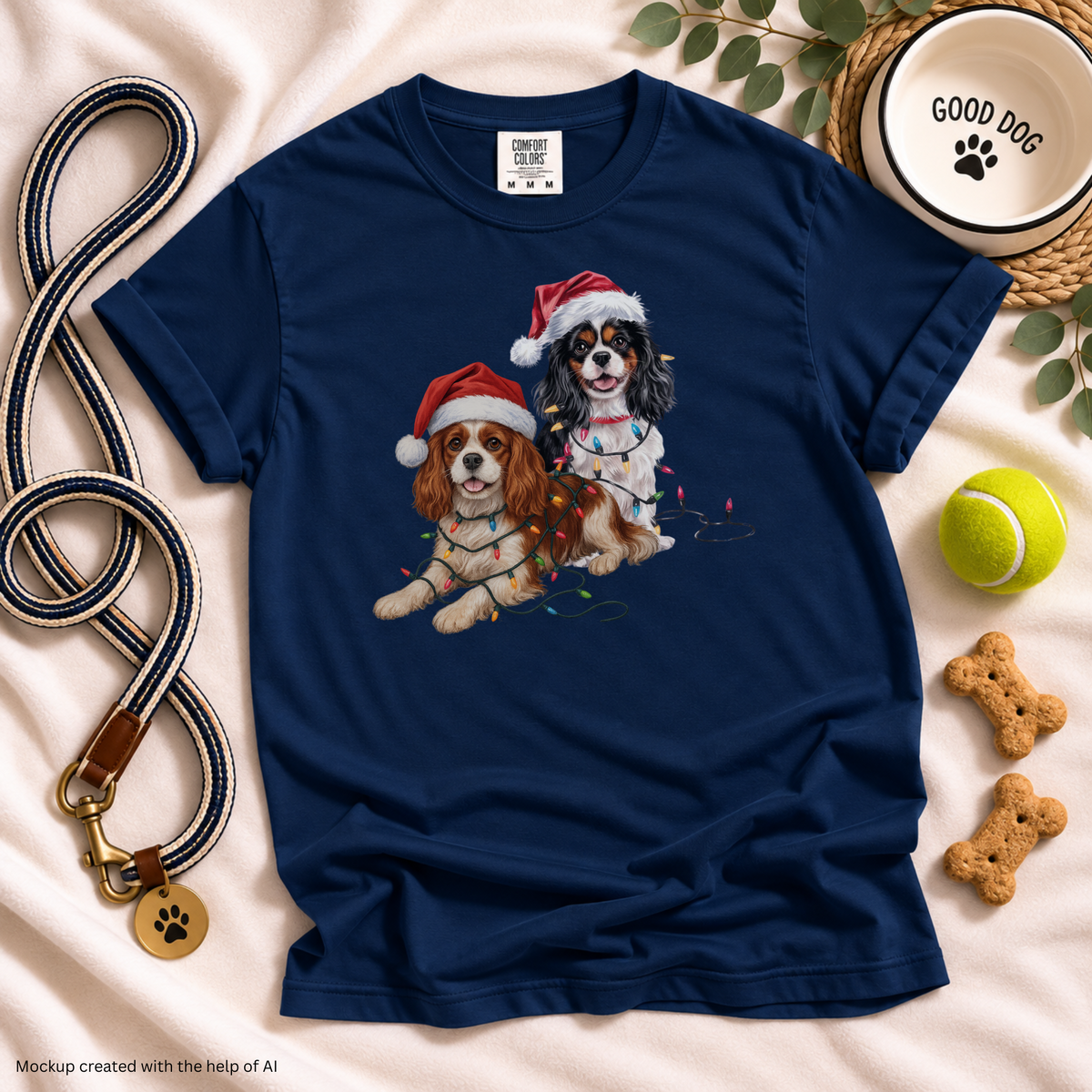Cavalier King Charles Spaniel Christmas Shirt, Blenheim Tricolor Cavalier Holiday Tee, Gift for Dog Moms