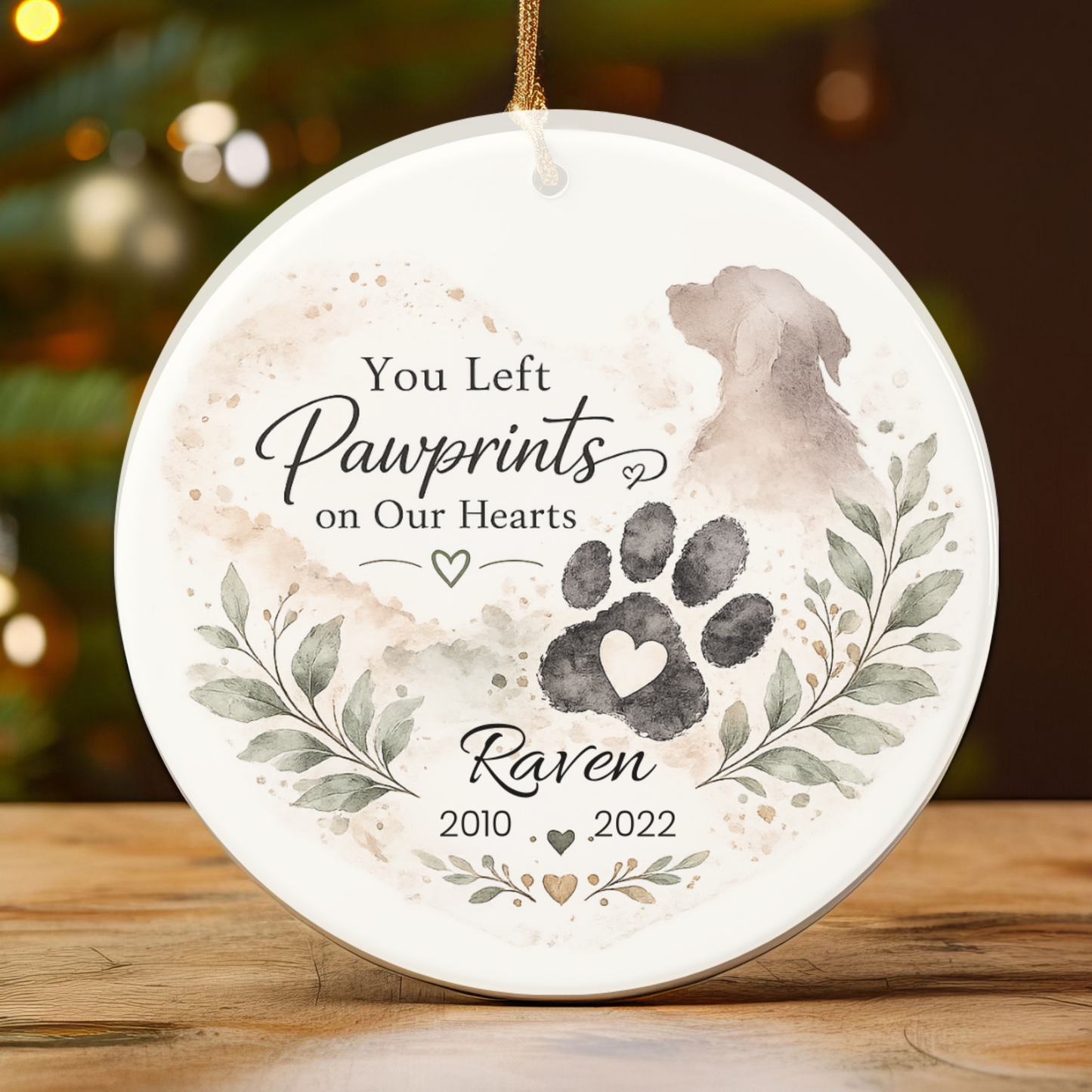 Personalized Pet Memorial Ornament, Custom Dog Loss Christmas Keepsake Gift