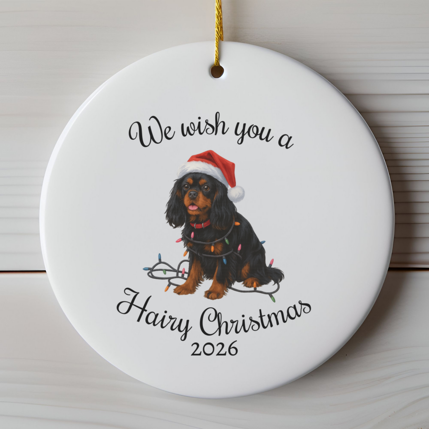 Black and Tan Cavalier King Charles Spaniel Ornament, Funny Dog Lover Gift, Pet Holiday