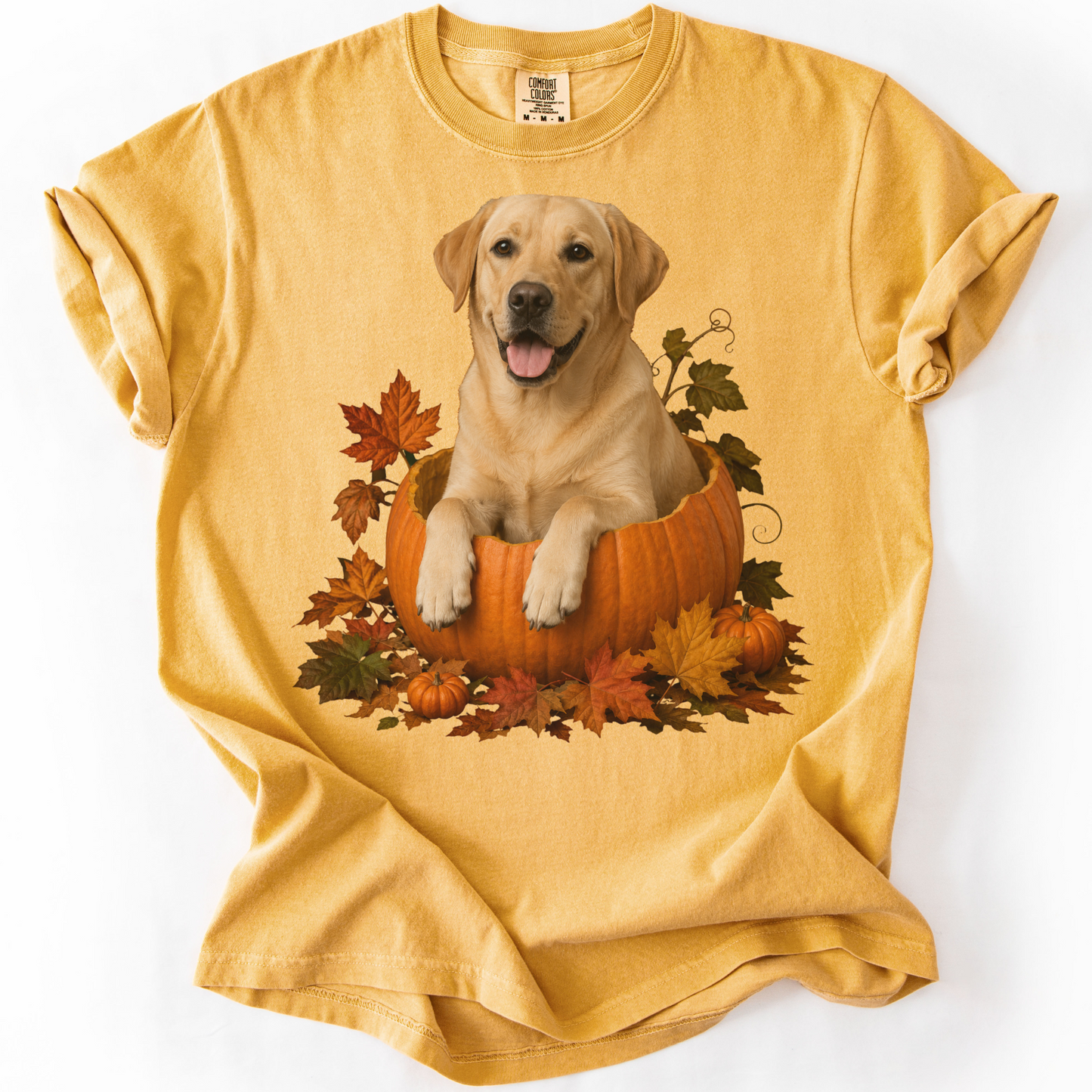 Yellow Lab Pumpkin Shirt Fall Dog Lover Autumn Labrador Comfort Colors Graphic Tee Gift Apparel