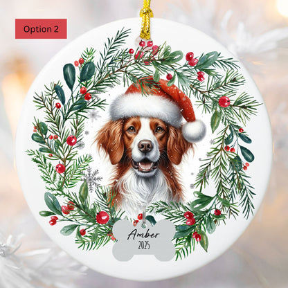 Personalized Brittany Spaniel Christmas Ornament