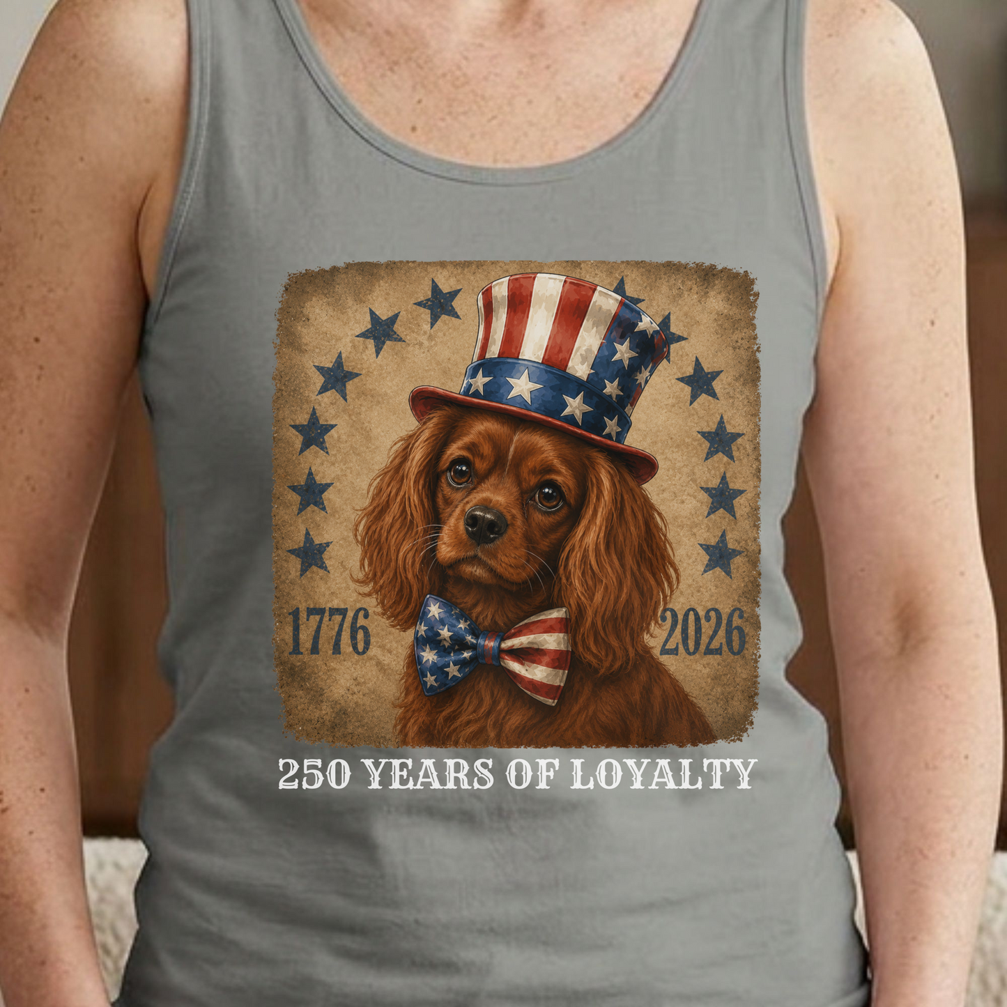 Ruby Cavalier Patriotic Tank Top, 250 Years of Loyalty