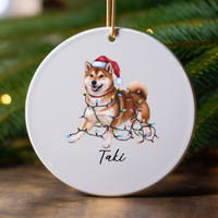 Load image into Gallery viewer, Personalized Red Shiba Inu Ornament, Custom Pet Lover Gift
