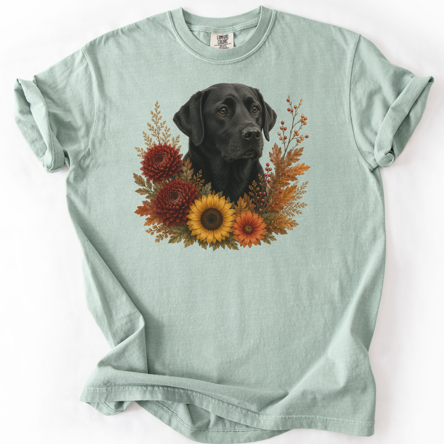Black Labrador Autumn Floral Shirt