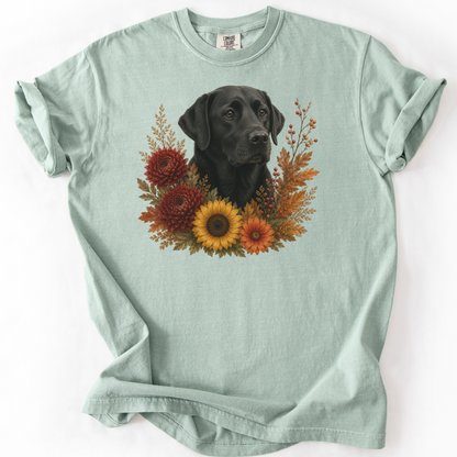 Black Labrador Autumn Floral Shirt