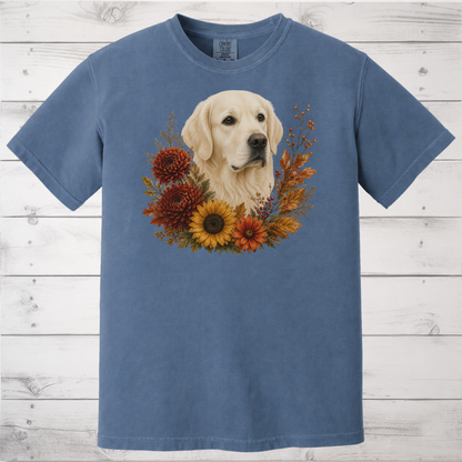English Cream Golden Retriever Autumn Floral Shirt