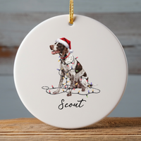 Load image into Gallery viewer, English Pointer Ornament, Personalized Pet Name Keepsake, Custom Dog Decoration, Ceramic Festive Gift, Christmas Tree Ornament
