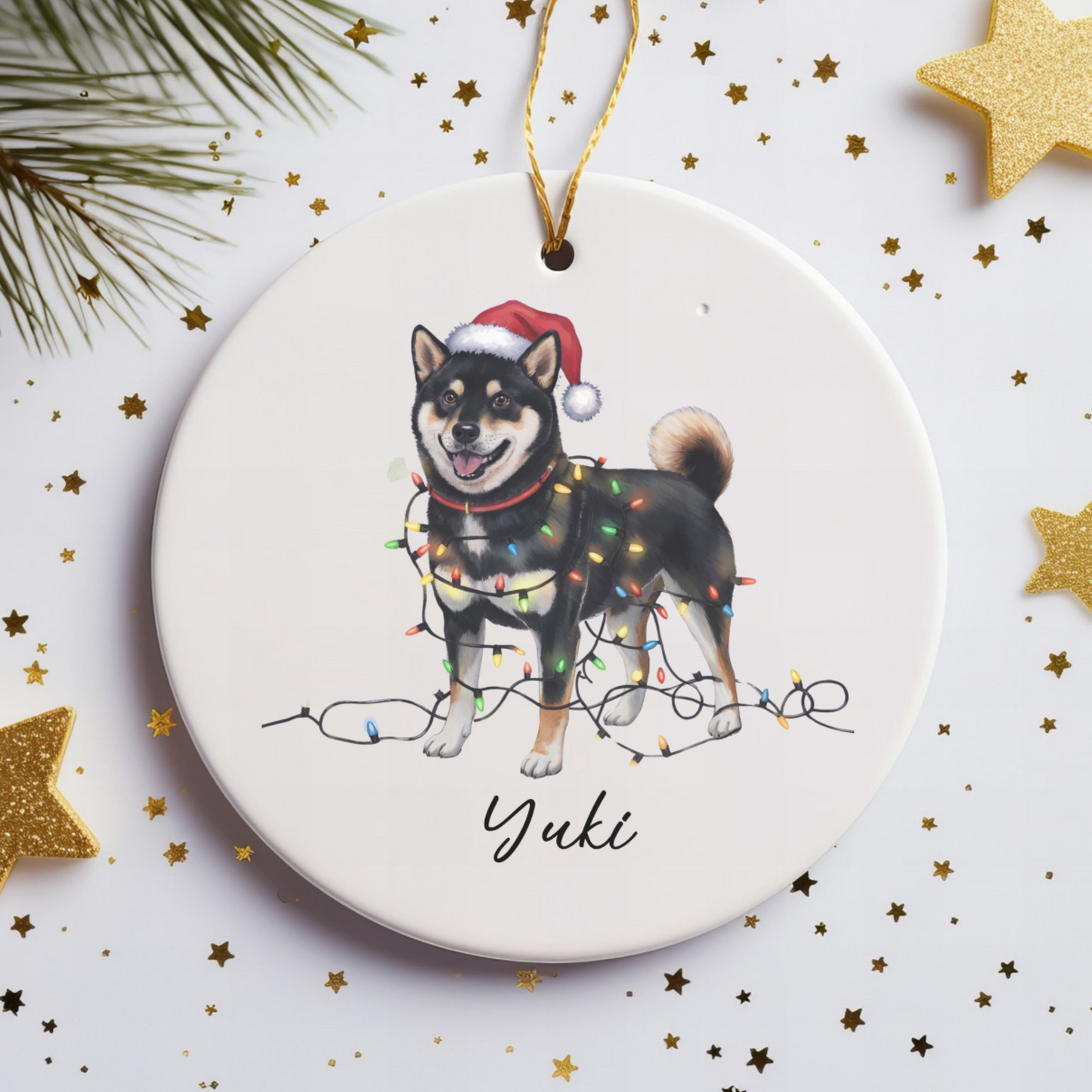 Personalized Black Shiba Inu Ornament, Custom Dog Lover Gift