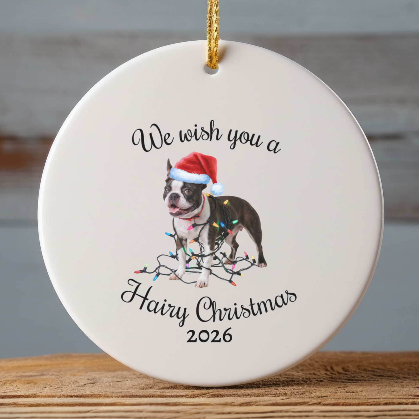 Christmas Boston Terrier Ornament, Christmas Lights Dog Keepsake, Christmas Dog, Boston Terrier Mom, Gift For Dog Lover, Boston Terrier