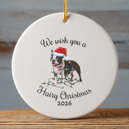 Christmas Boston Terrier Ornament, Christmas Lights Dog Keepsake, Christmas Dog, Boston Terrier Mom, Gift For Dog Lover, Boston Terrier