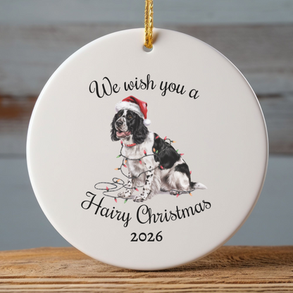 Christmas Black Springer Spaniel Ornament, Christmas Lights Dog Keepsake