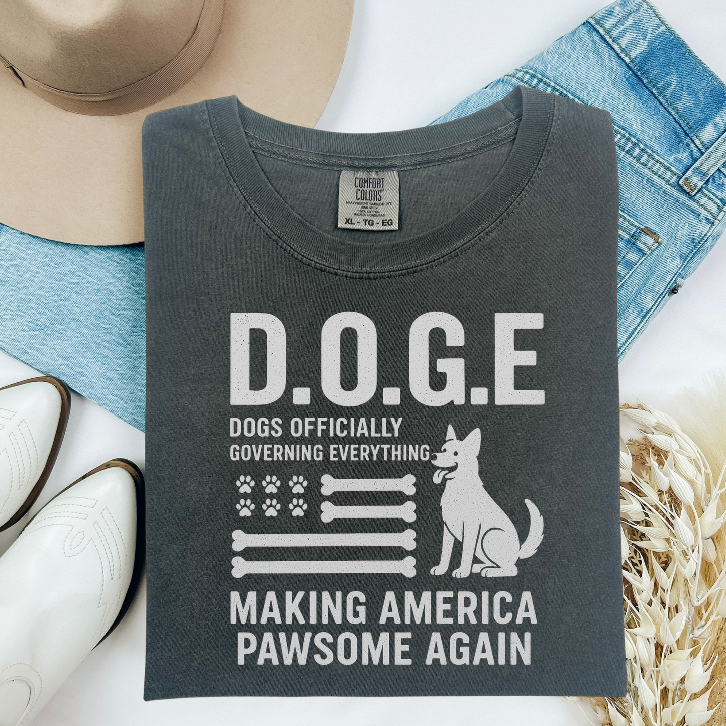 D.O.G.E Funny Dog Lover Shirt, Making America Pawsome Again Tee for Patriotic Pet Owners & Dog Enthusiasts