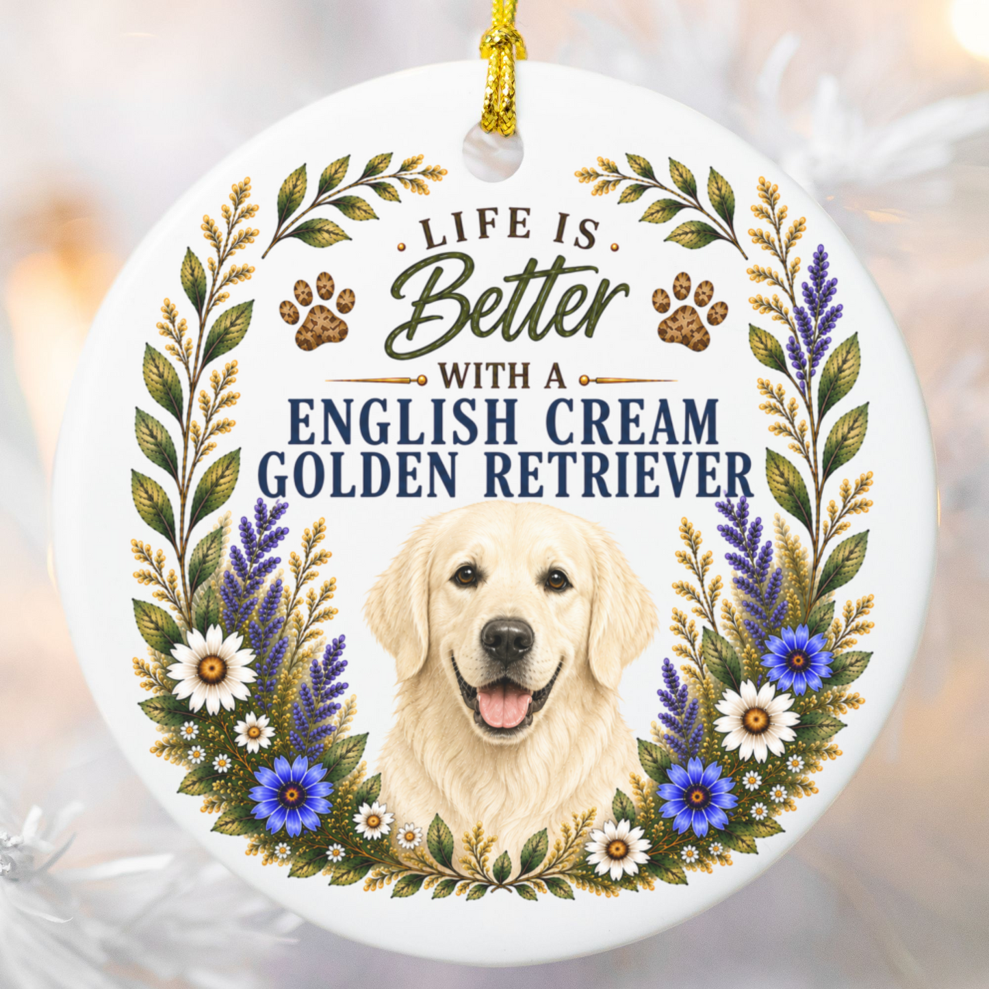 English Cream Golden Retriever Ornament, Dog Lover Gift, Golden Retriever Mom Keepsake