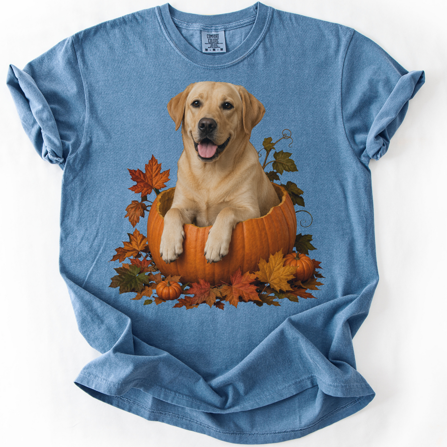 Yellow Lab Pumpkin Shirt Fall Dog Lover Autumn Labrador Comfort Colors Graphic Tee Gift Apparel
