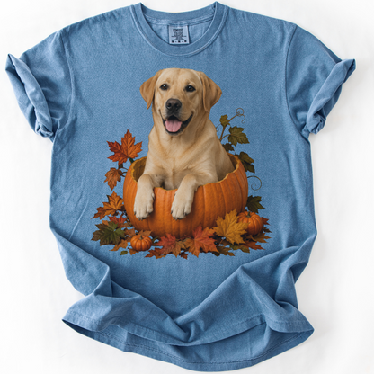 Yellow Lab Pumpkin Shirt Fall Dog Lover Autumn Labrador Comfort Colors Graphic Tee Gift Apparel