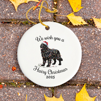 Load image into Gallery viewer, Christmas Black Newfoundland Ornament, Christmas Lights Dog Keepsake
