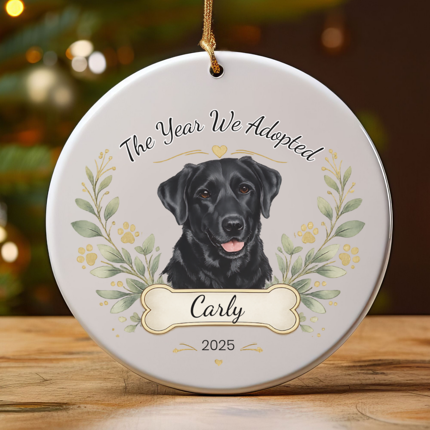 Personalized Adoption Dog Ornament, Custom Pet Christmas Keepsake Gift
