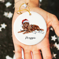 Load image into Gallery viewer, Ruby Cavalier King Charles Spaniel Ornament, Personalized Dog Christmas Decoration
