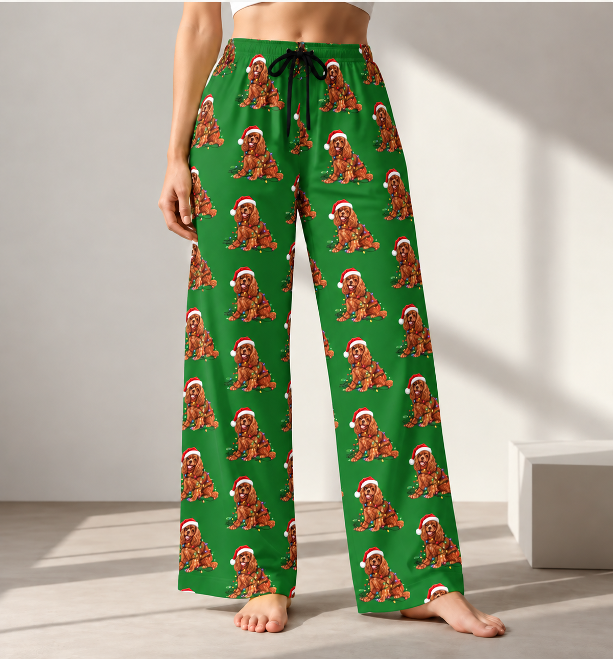 Ruby Cavalier Christmas Pajama Pants, Festive Dog Lounge Pants, Holiday Gift