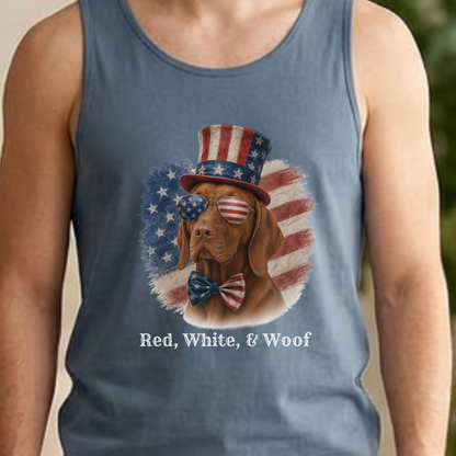 Patriotic Vizsla Tank Top, Red White & Woof