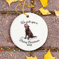 Load image into Gallery viewer, Christmas Chocolate Labrador Ornament, Christmas Lights Dog Keepsake
