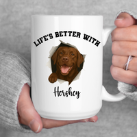 Load image into Gallery viewer, Personalized Chocolate Lab Life’s Better With My Dog Mug
