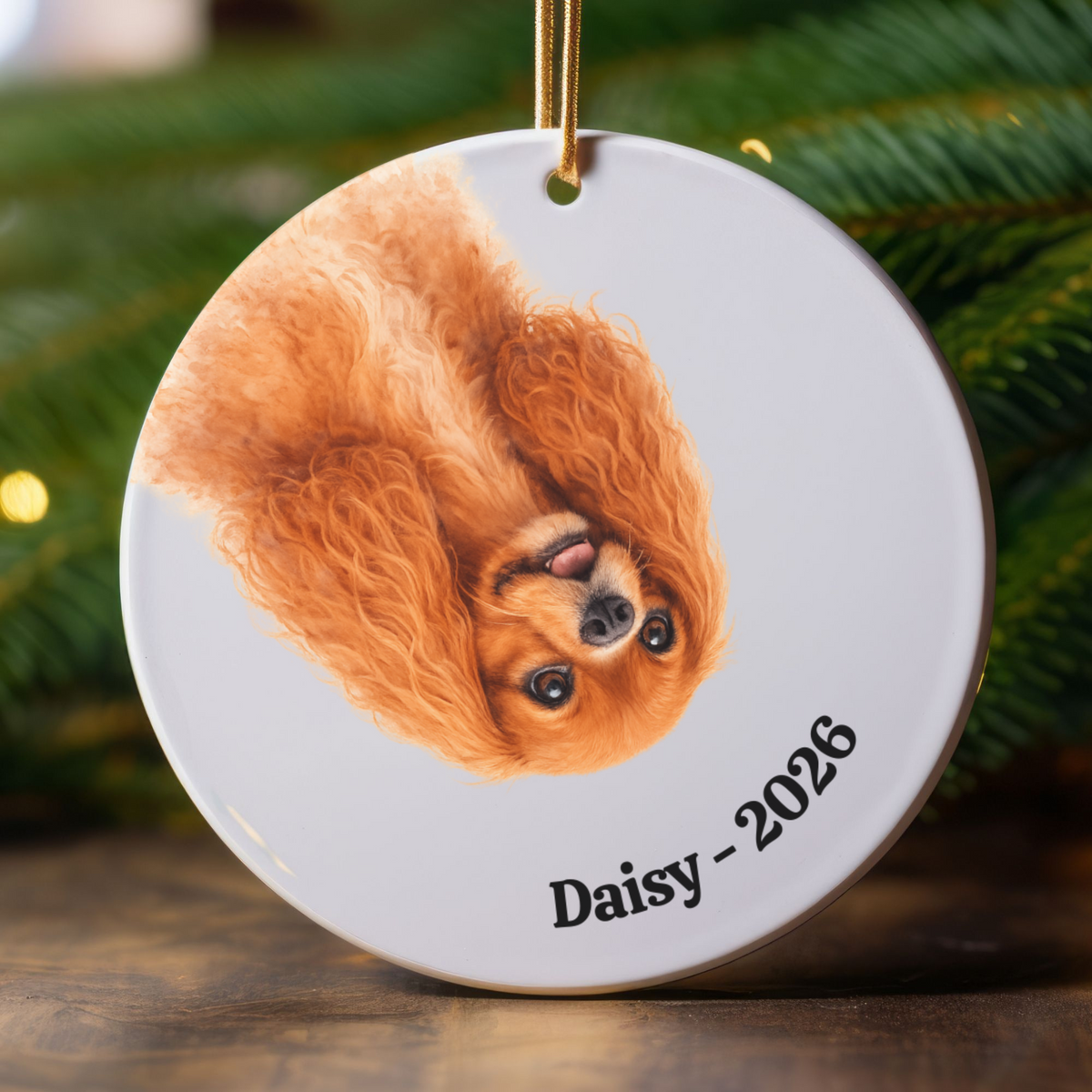 Upside down Personalized Pet Photo Ornament