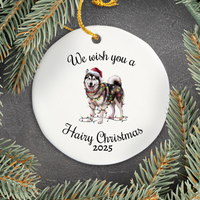 Load image into Gallery viewer, Christmas Alaskan Malamute Ornament, Christmas Lights Dog Keepsake
