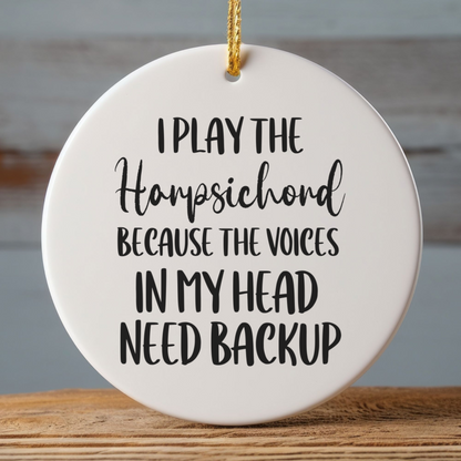 Harpsichord Ornament, Ceramic Musician Gift
