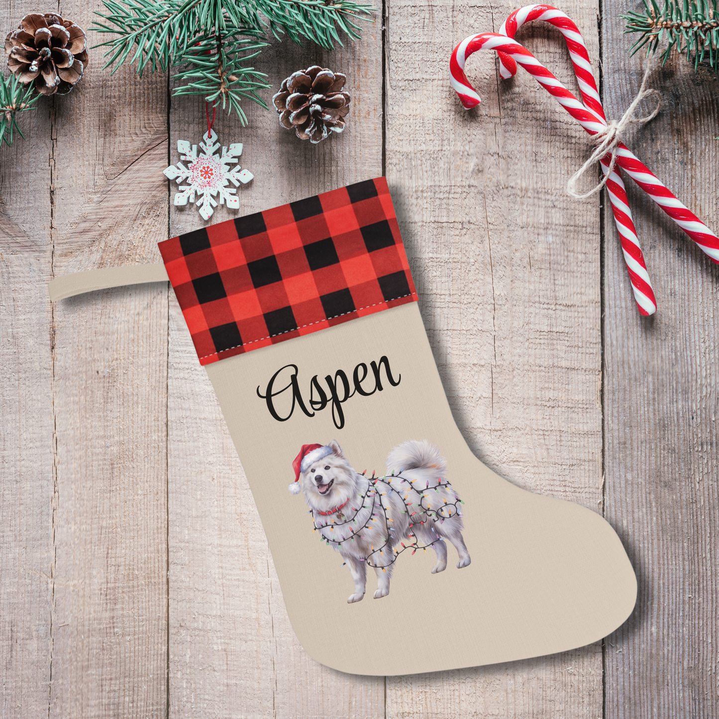 Personalized Samoyed Christmas Stocking, Holiday Decor Gift for Pet Lovers