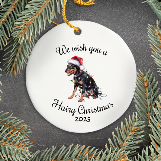 Christmas Miniature Pinscher Ornament, Christmas Lights Dog Keepsake