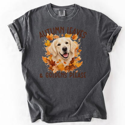 English Cream Golden Mom Fall Shirt, Autumn Leaves & Goldens Please