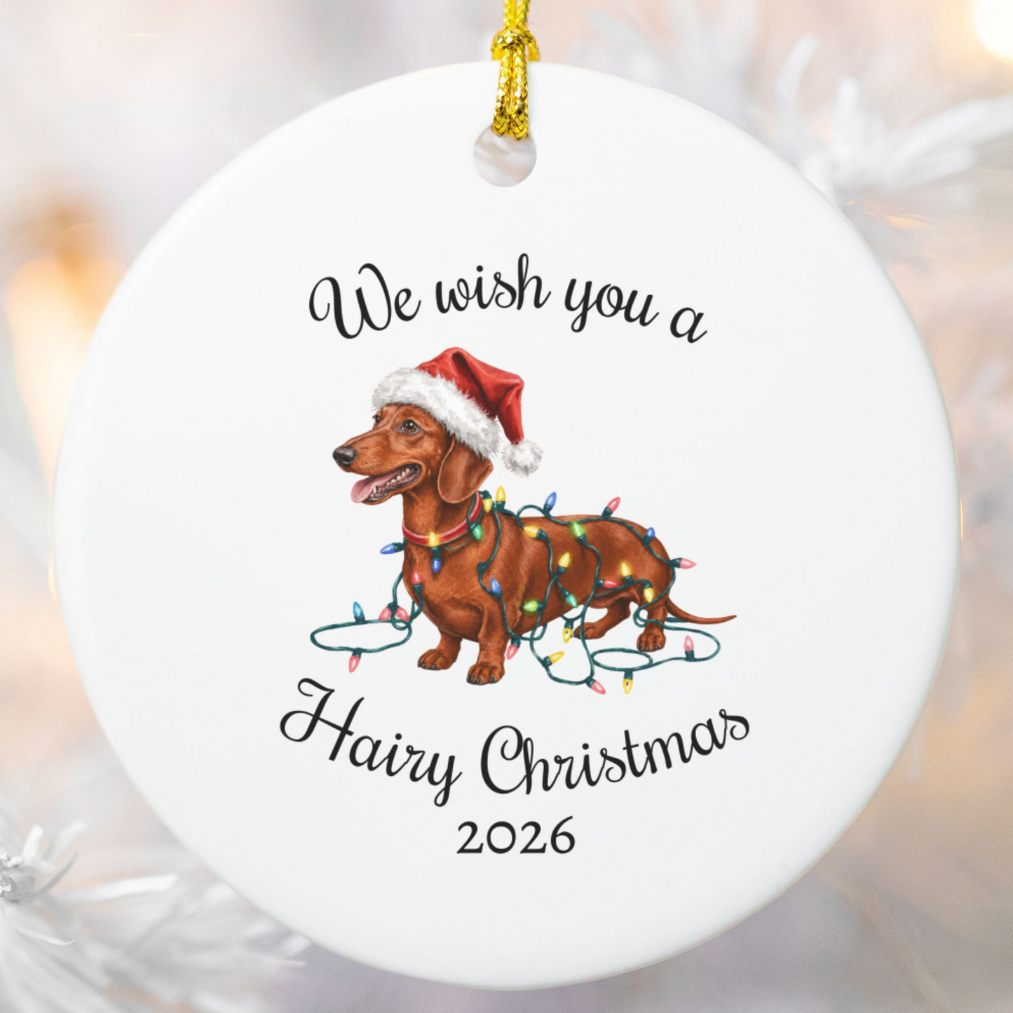 Red Dachshund Christmas Lights Ornament