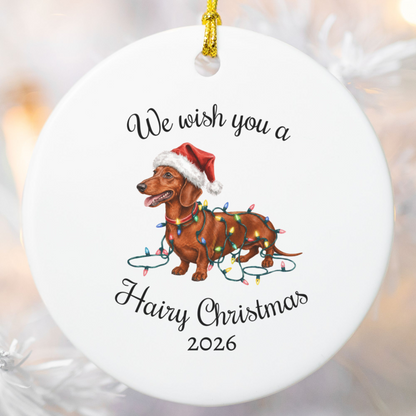 Red Dachshund Christmas Lights Ornament