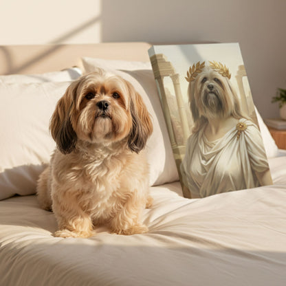 Personalized Dog Portrait, Custom Greek God Pet Canvas Art